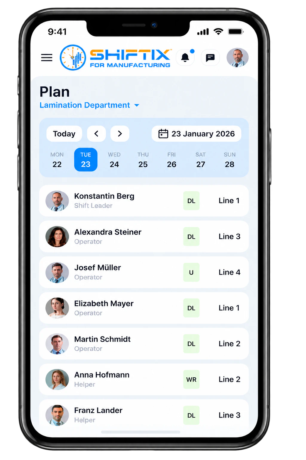 Mobile Shiftix-App für die Dienstplanung in der Fertigung